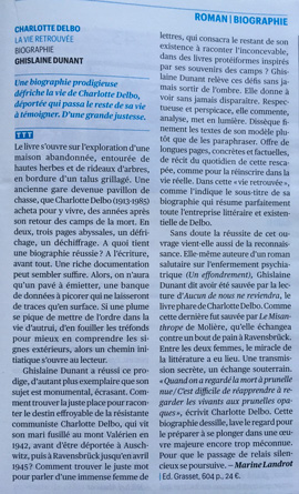 Charlotte Delbo La vie retrouvée, de Ghislaine Dunant