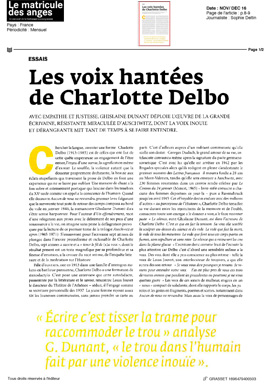 Les voix hantées de Charlotte Delbo, de Ghislaine Dunant
