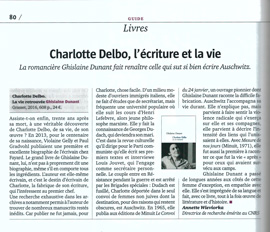Charlotte Delbo, l'écriture et la vie, de Ghislaine Dunant