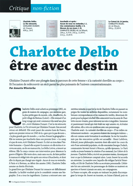 Charlotte Delbo Etre avec destin, de Ghislaine Dunant